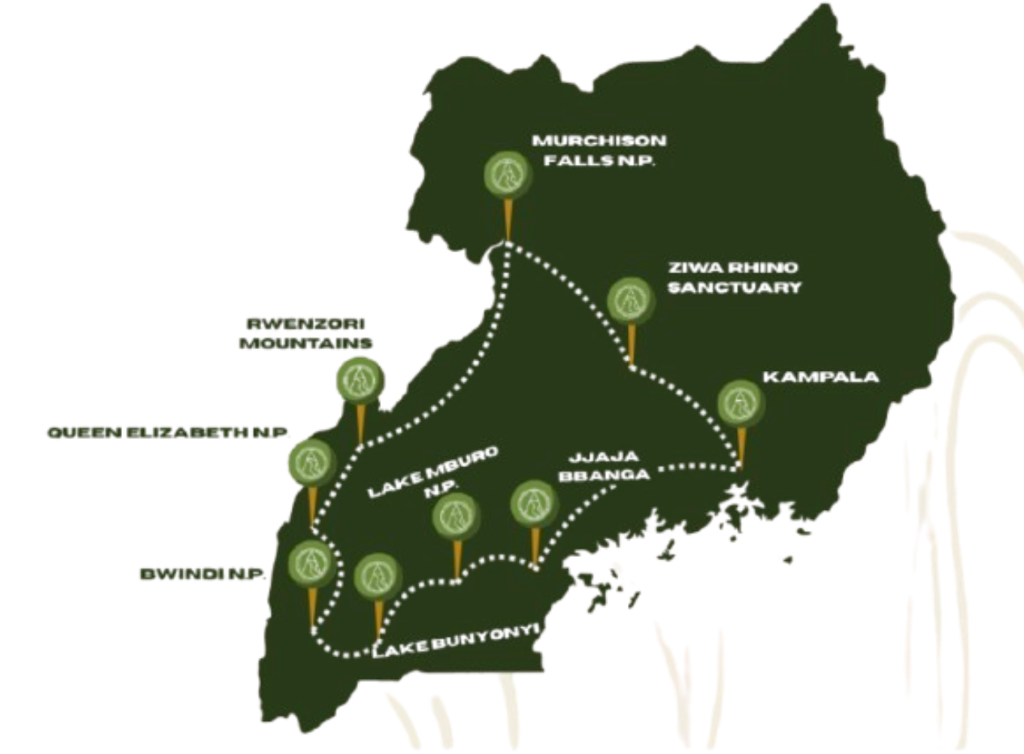 Route overview – Wildlife & Local Highlights Uganda